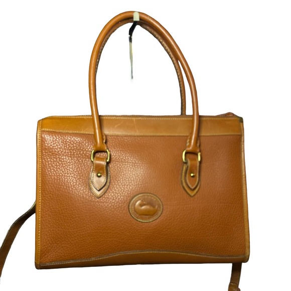 Vintage 90s Dooney & Bourke Color Block Pebbled Leather All Weather Duck Purse - Picture 2 of 12